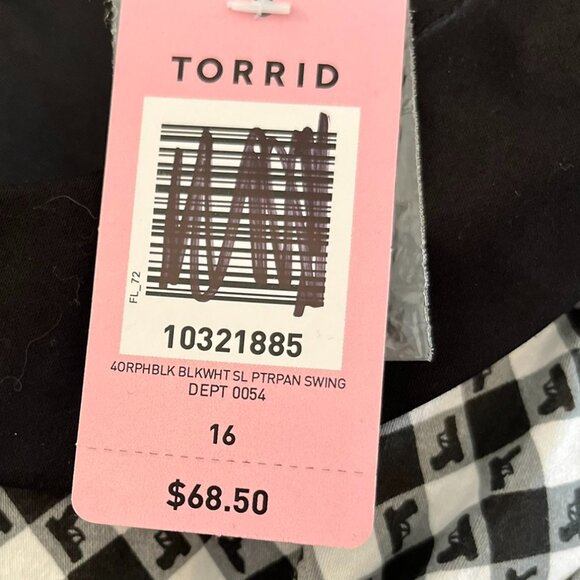 Orphanblack Torrid Black/White Plaid Retro Rockabilly Swing Dress Sz 16 - Picture 9 of 13